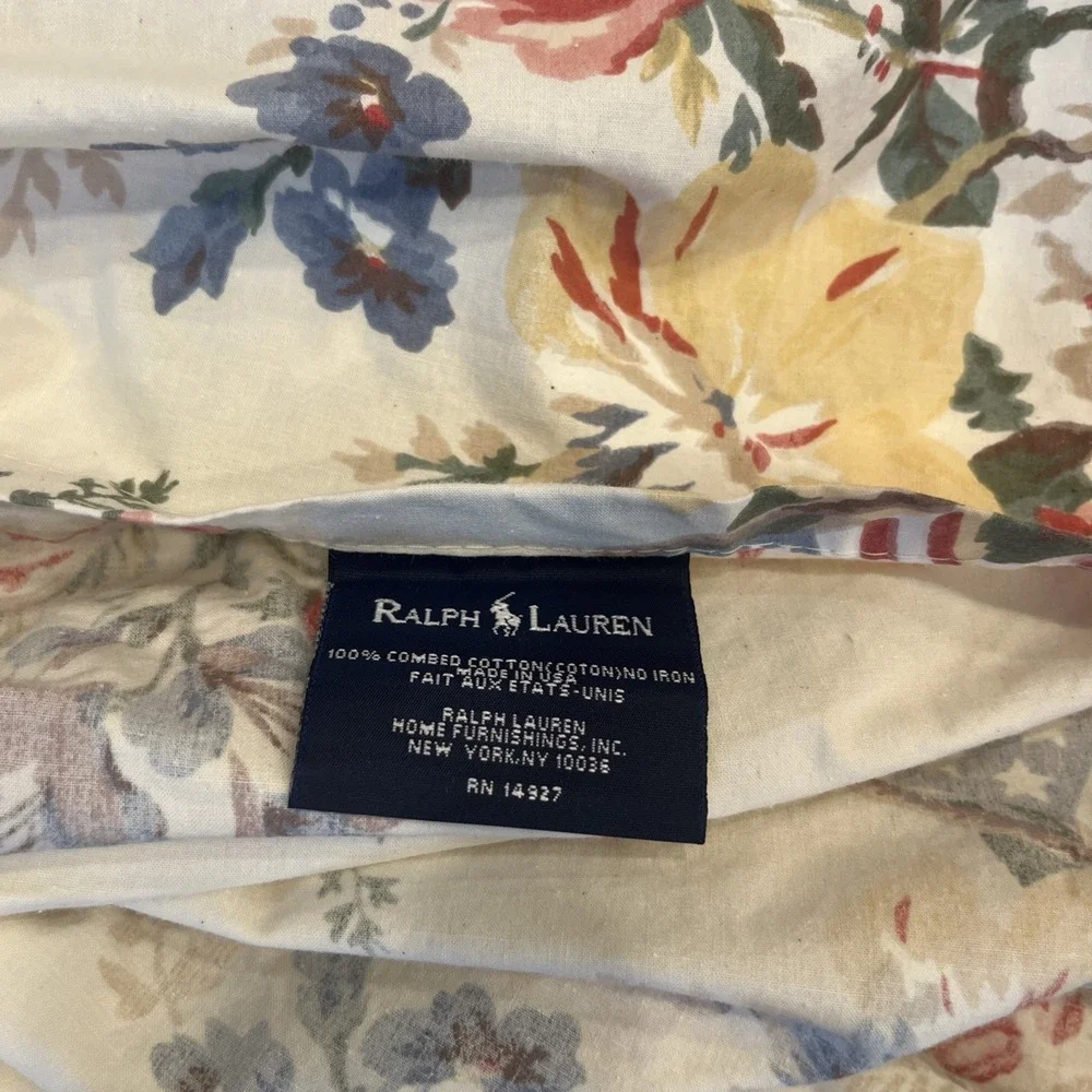 Vintage Ralph Lauren Dylan's Grove Twin Bed Skirt Floral Flags Dust Ruffle